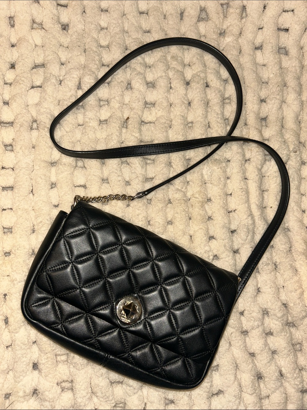 kate spade Black Quilted Crossbody with Gold-Tone Turnlock
